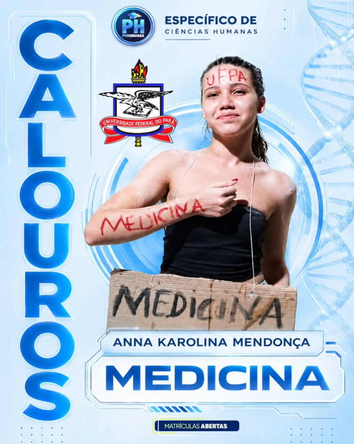 Anna Karolina Mendonça celebrando sua aprovação em Medicina na UFPA